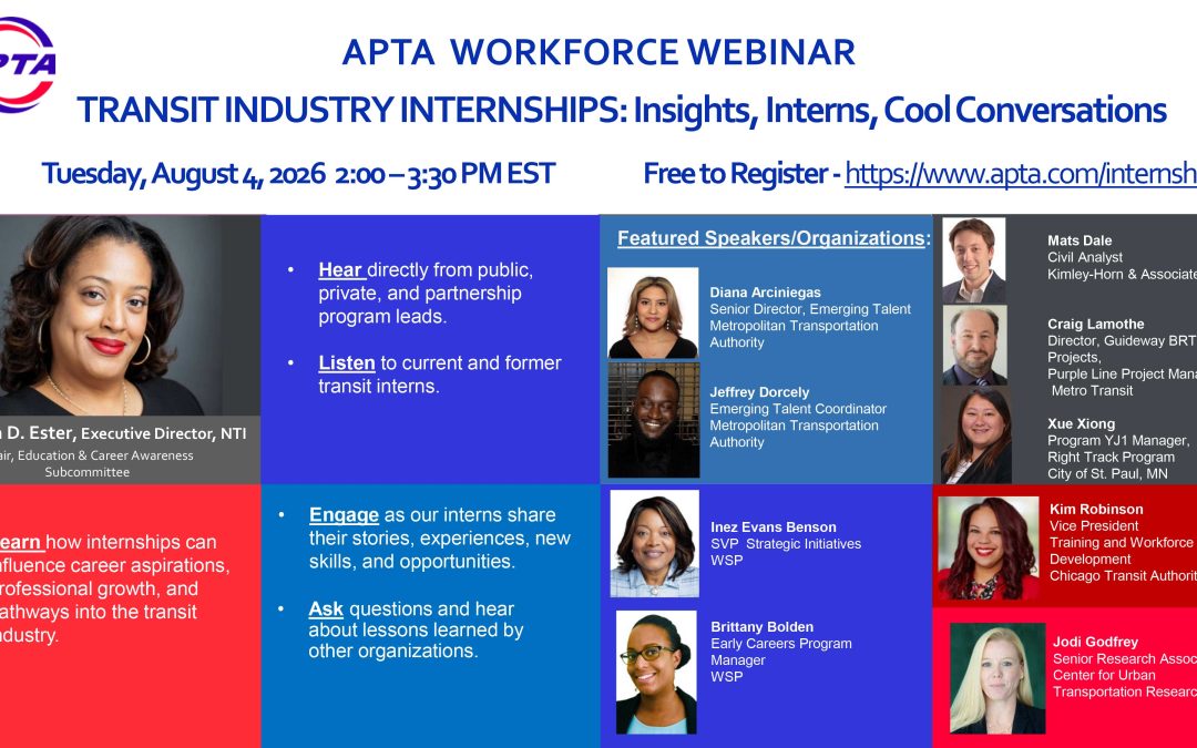 APTA Workforce Webinar: Transit Industry Internships